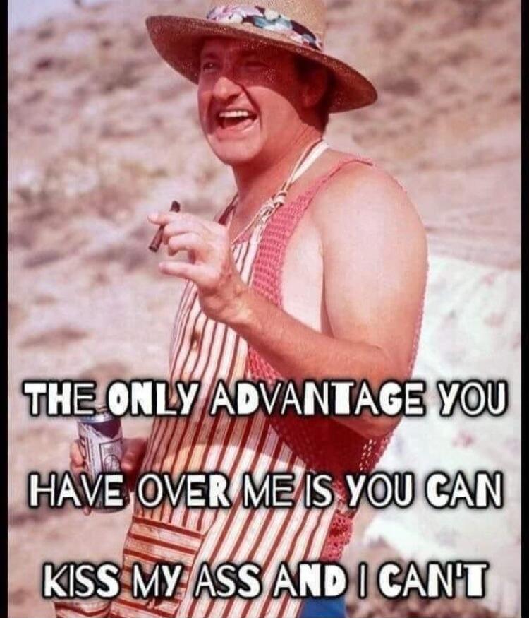 THE ONLY ADVANTAGE YOU HAVE OVER ME IS YOU CAN KISS MY ASS AND I CAN'T