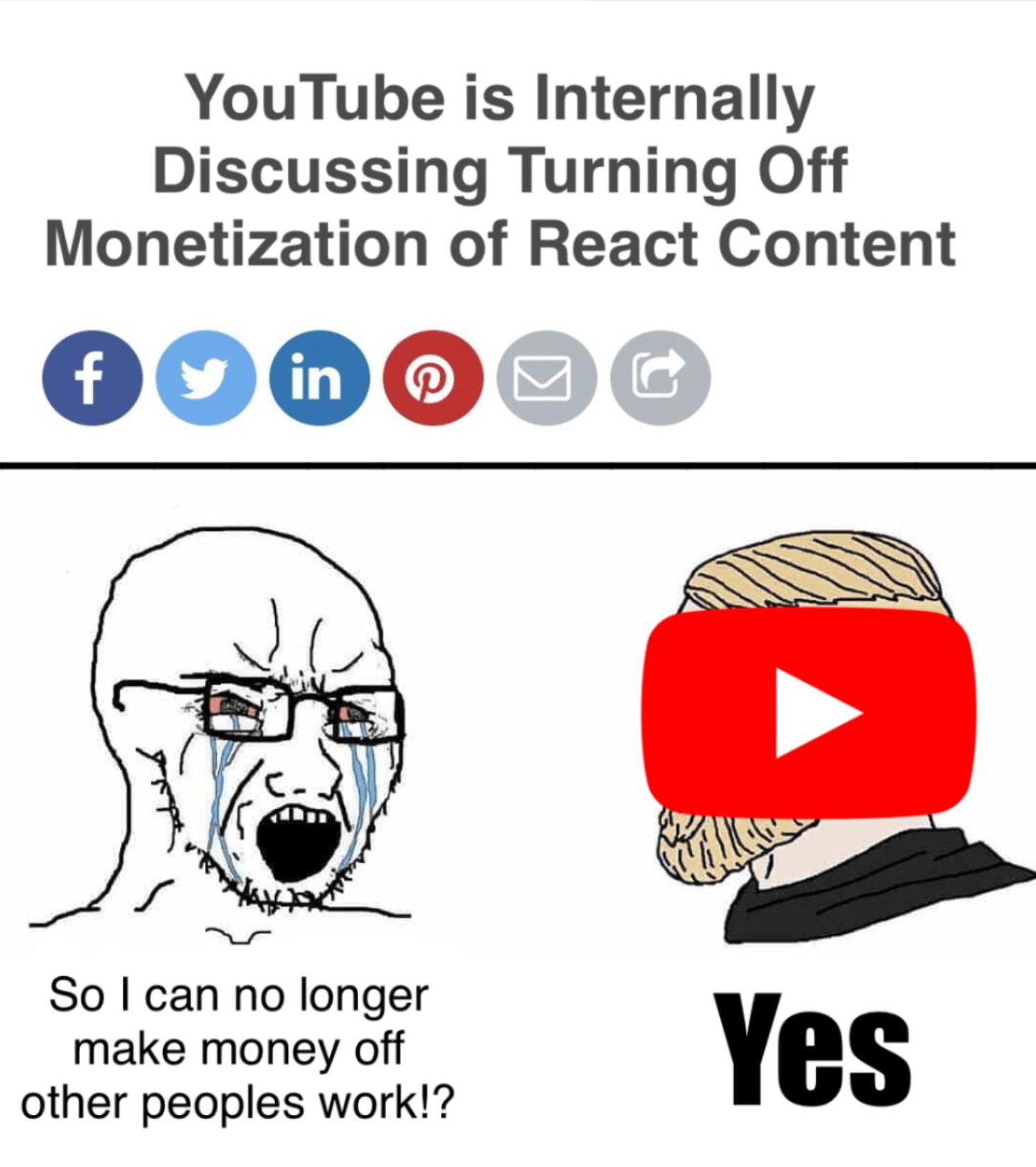 YouTube is Internally Discussing Turning Off Monetization of React Content 0000 So can no longer make money off other peoples work
