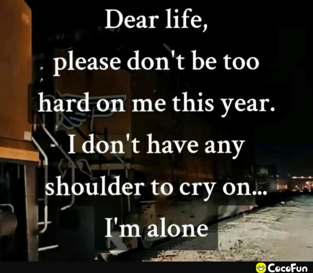 Dear life, please don't be too hard on me this year. I don't have any shoulder to cry on... I'm alone