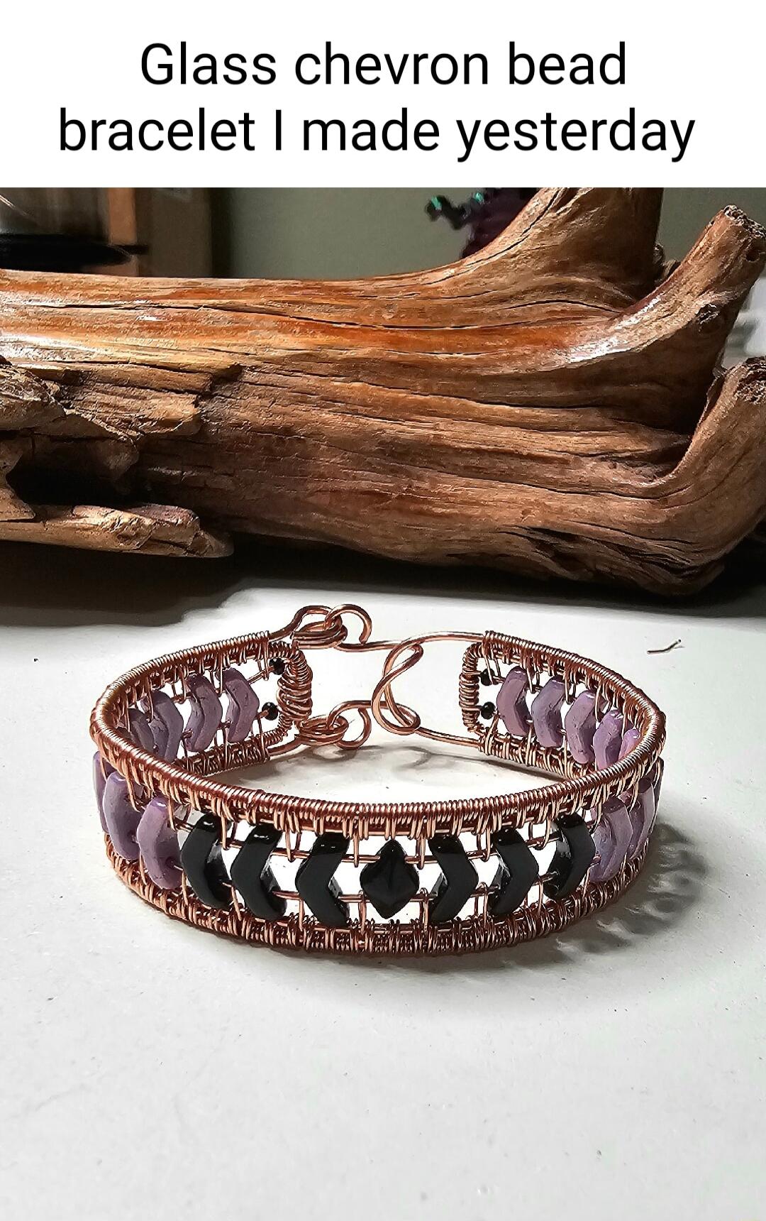 Glass chevron bead bracelet made yesterday