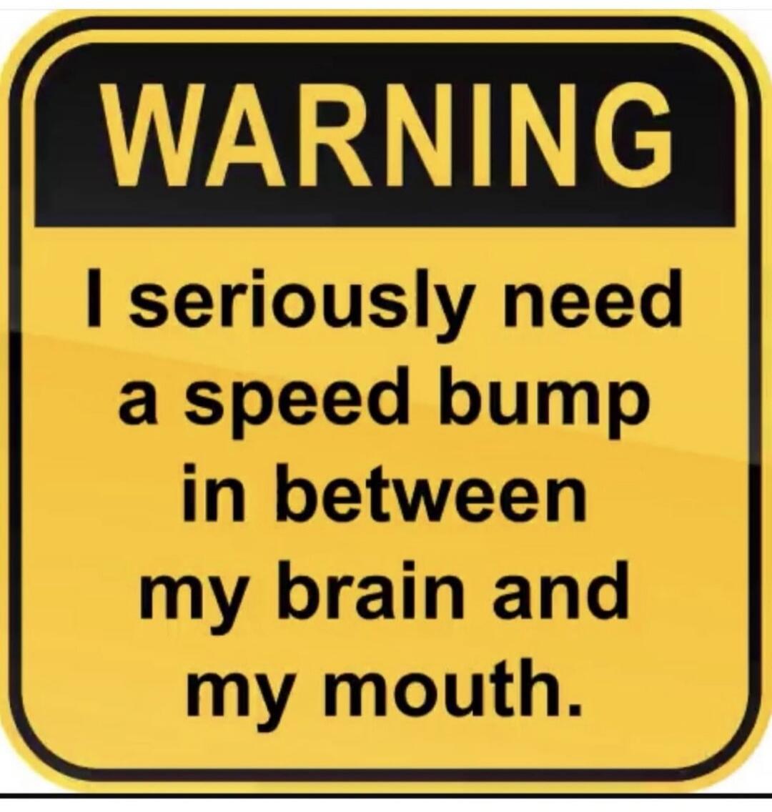 WARNING I seriously need a speed bump in between my brain and my mouth.