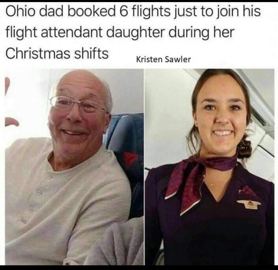 Ohio dad booked 6 flights just to join his flight attendant daughter during her Christmas shifts Kristen Sawler