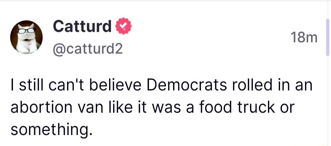 Catturd 18m 7 catturd2 still cant believe Democrats rolled in an abortion van like it was a food truck or something