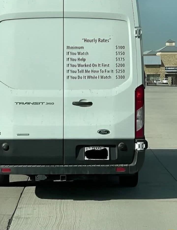 Hourly Rates Minimom s100 IfYou Wotch 5150 fYou Holp 5175 fYou Worked On It Finst 5200 1You Tol Mo How ToFie It 5250 fYou Do It Wil Yatch 300