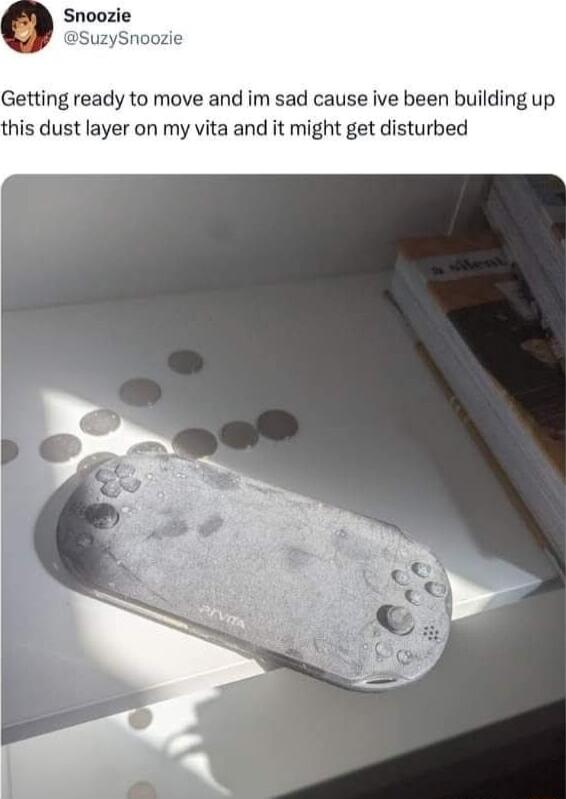 Getting ready to move and im sad cause ive been building up this dust layer on my vita and it might get disturbed