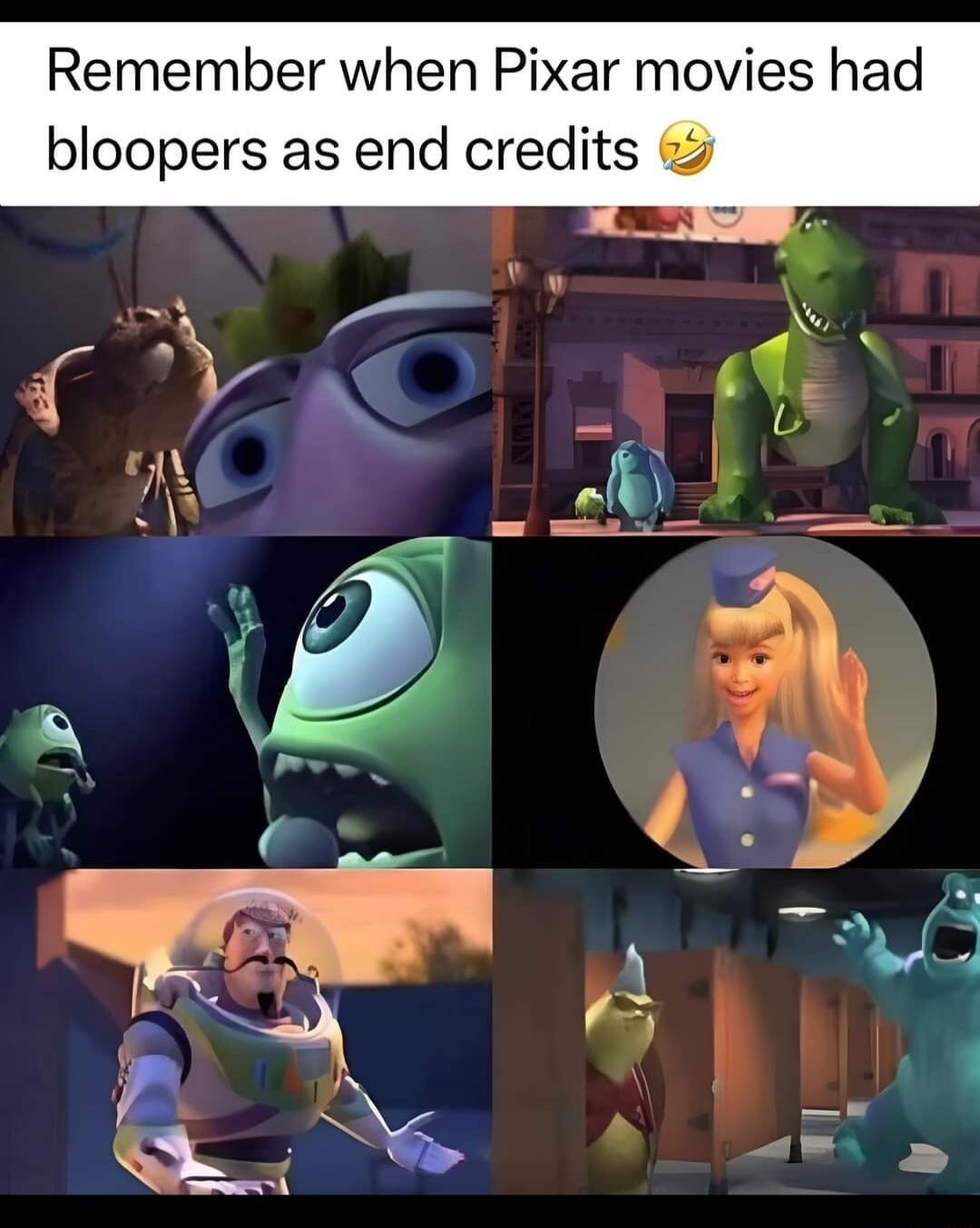 Remember when Pixar movies had bloopers as end credits 5