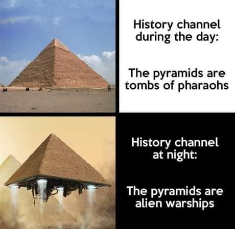 History channel during the day The pyramids are tombs of pharaohs History channel ELG1 The pyramids are EIELRTETS 1T