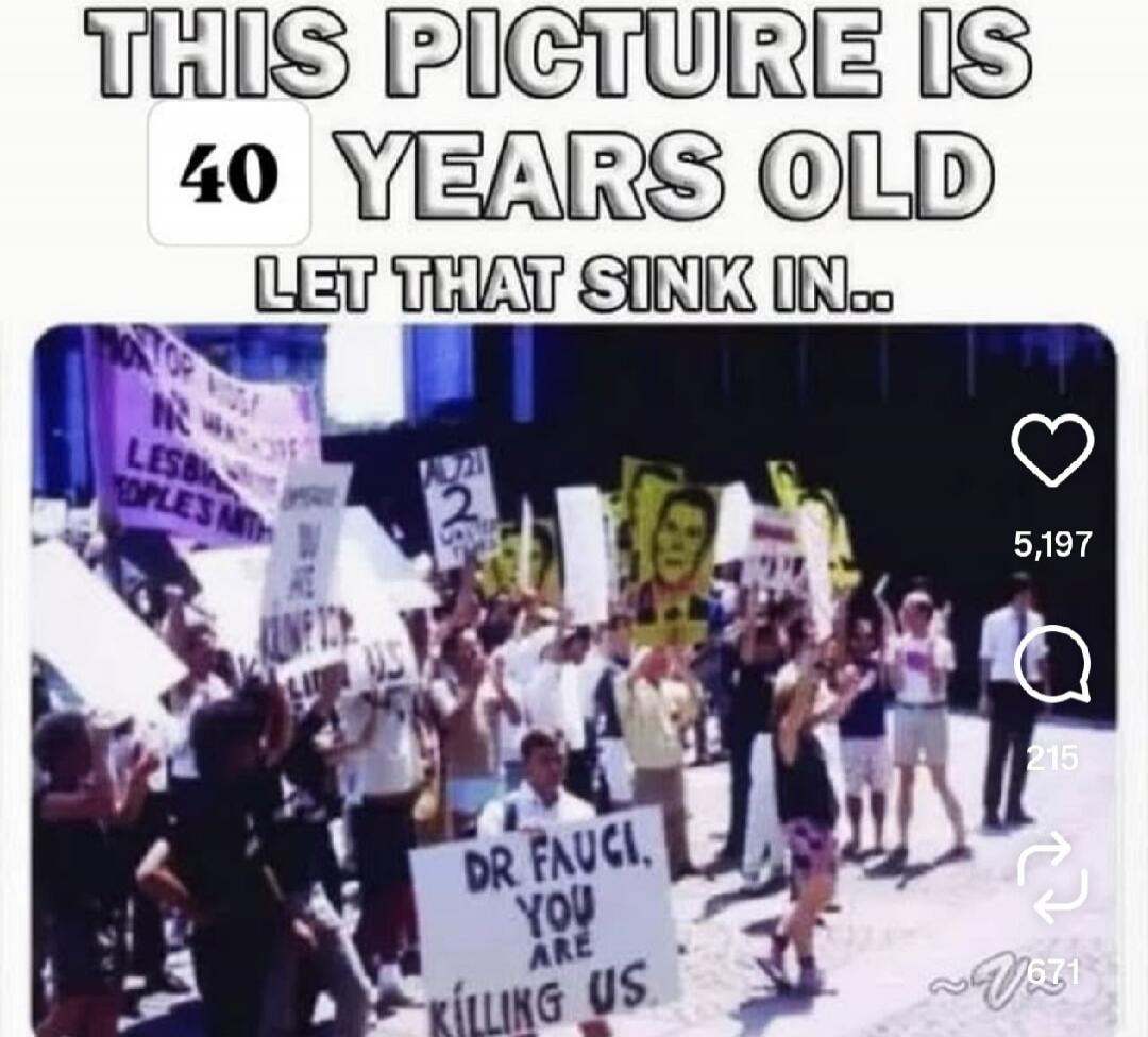 THIS PICTURE IS 40 YEARS OLD LET THAT SINK IN.. DR FAUCI, YOU ARE KILLING US. LESBIAN PEOPLES ANTHEM