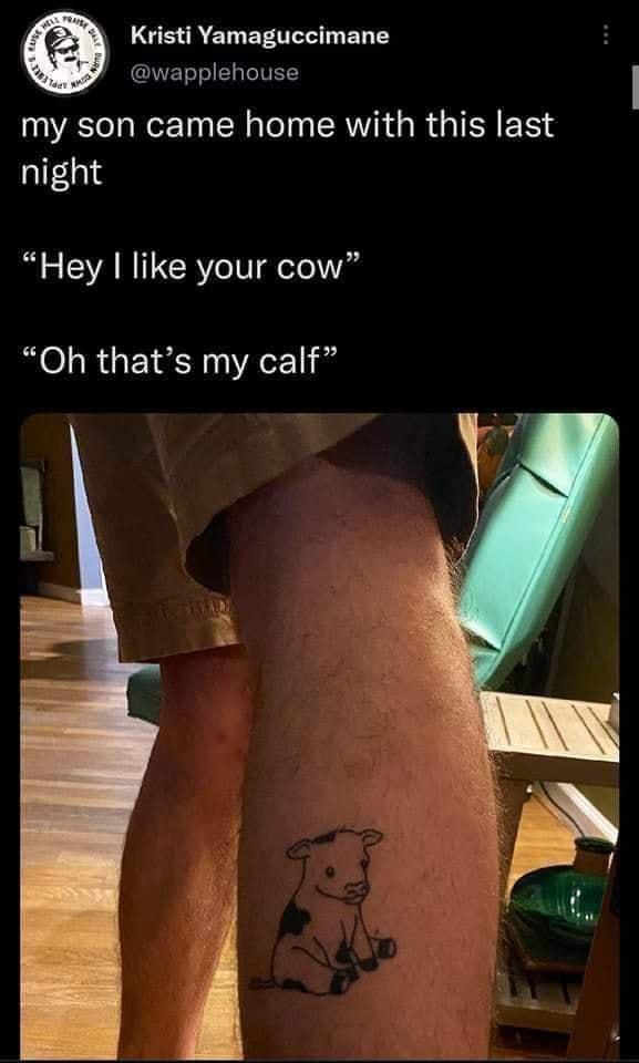 Kristi Yamaguccimane wapplehouse my son came home with this last night Hey like your cow Oh thats my calf