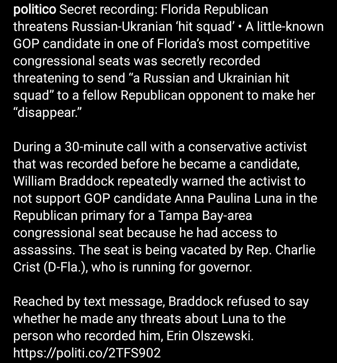 sTe l eTo RTol l A Tote o T Yo M R eT g To EEW 2 LE oW o ToF Ty LI CEE RN TS ET R U NE T ol Yo E Lo WA T1ad N Ty GOP candidate in one of Floridas most competitive congressional seats was secretly recorded threatening to send a Russian and Ukrainian hit o IEL R o T B 1 R 1o U o eTTa WoTo o Te oI e oW LI g disappear During a 30 minute call with a conservative activist L EYAUEER CTolo o To R ol o W s