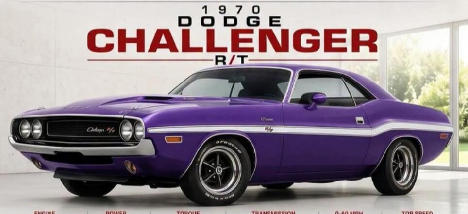 1970 Dodge Challenger R/T. Challenger R/T. Engine, Power, Torque, Transmission, 0-60 MPH, Top Speed.