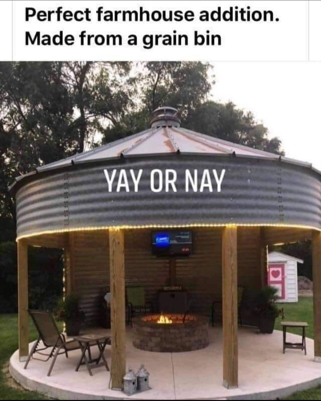 Perfect farmhouse addition Made from a grain bin AR T A