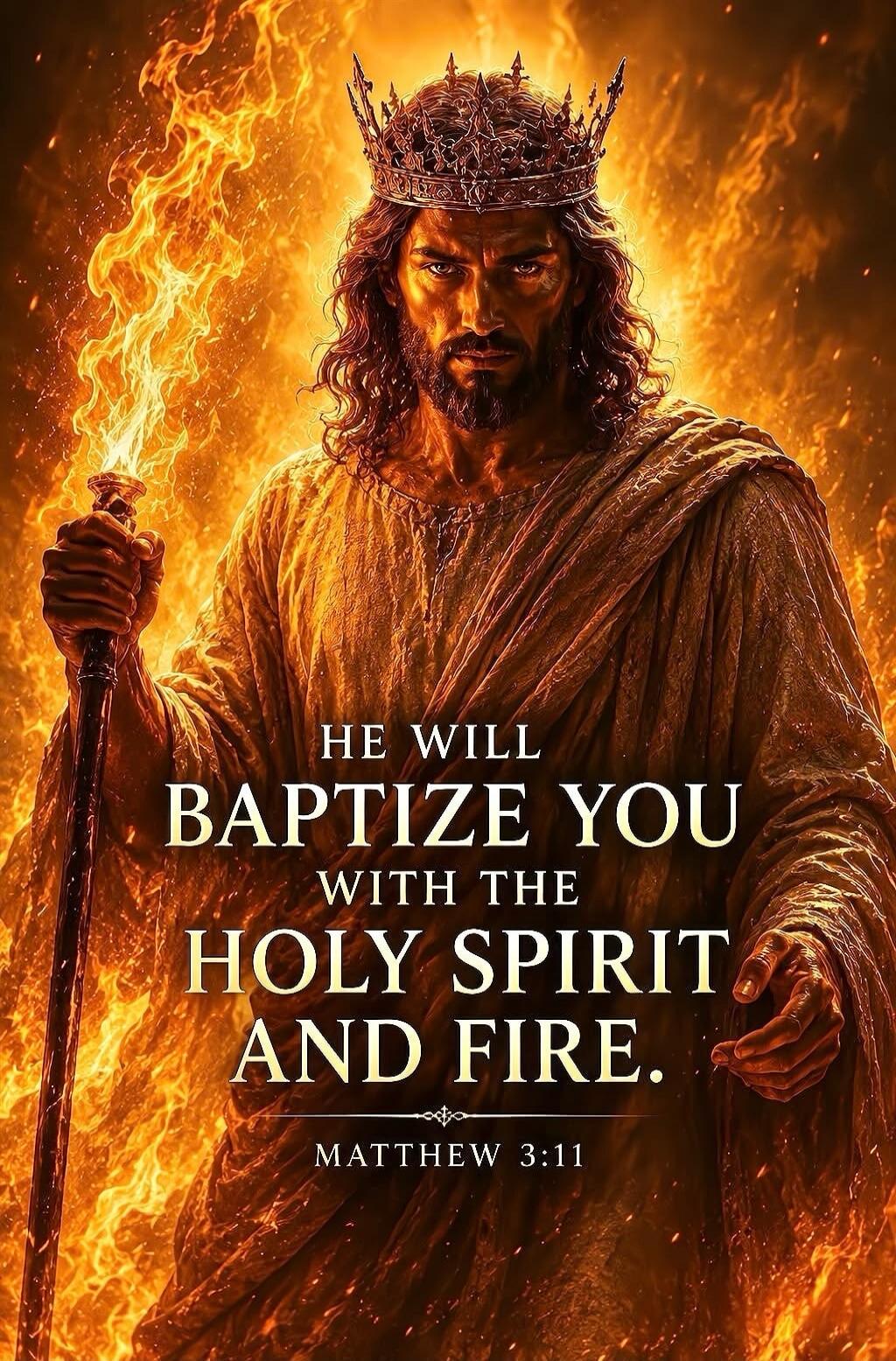 HE WILL BAPTIZE YOU WITH THE HOLY SPIRIT AND FIRE. MATTHEW 3:11