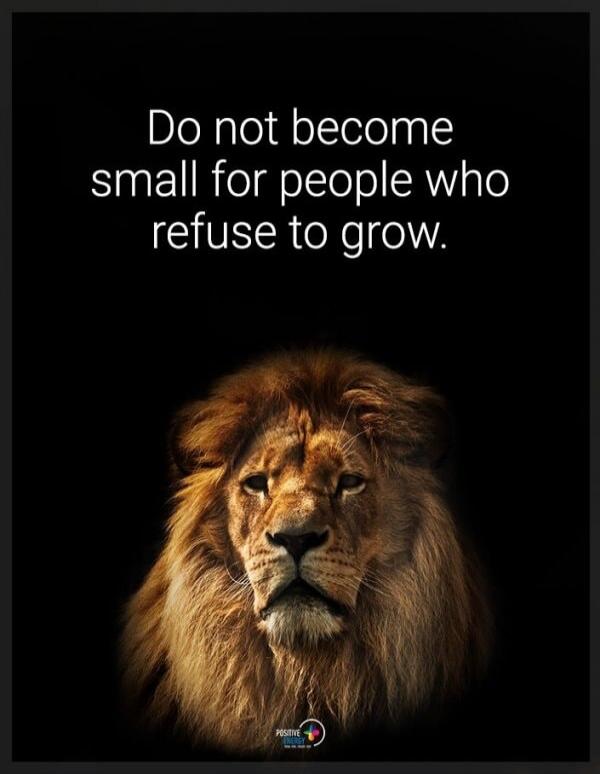 Do not become small for people who refuse to grow. POSITIVE ENERGY