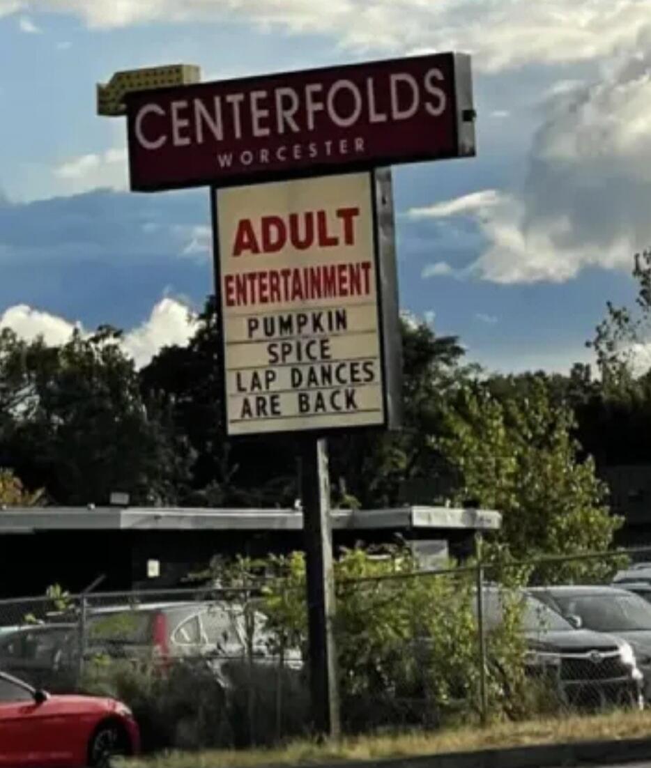 CENTERFOLDS WORCESTER ADULT ENTERTAINMENT PUMPKIN SPICE LAP DANCES ARE BACK