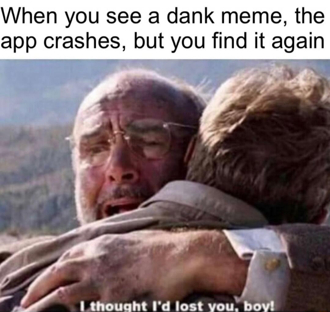 When you see a dank meme the app crashes but you find it again