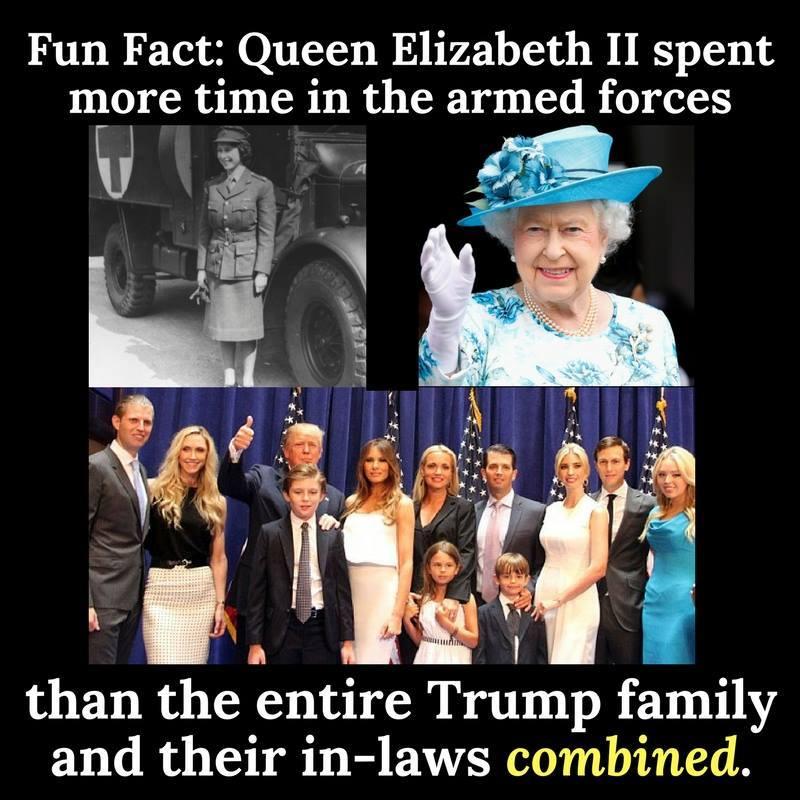 Fun Fact Queen Elizabeth II spent more time in the armed forces than the entire Trump family and their in laws combined