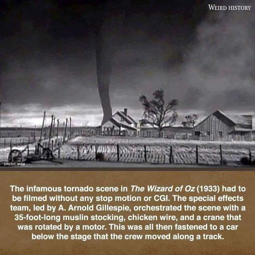 WEIRD HISTORY RUCILEL BIERGIGEL DL CA L R P2 R g o7 dR ER R ELR G LERIEL BTG CINET R G R L I ofel By L EVENE CU S RCET AL LR BT el R TERGT G B S IEL R EELEL ERV G 35 foot long muslin stocking chicken wire and a crane that was rotated by a motor This was all then fastened to a car below the stage that the crew moved along a track