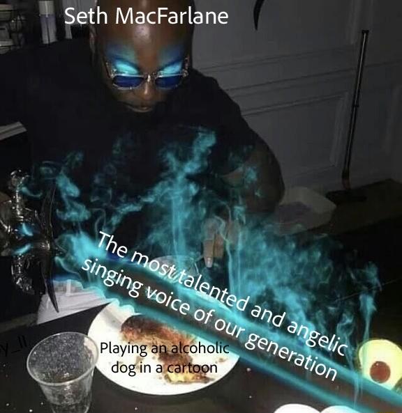 Seth MicFarlane F 3 v Playing agaleoholie dogin alcaftoen