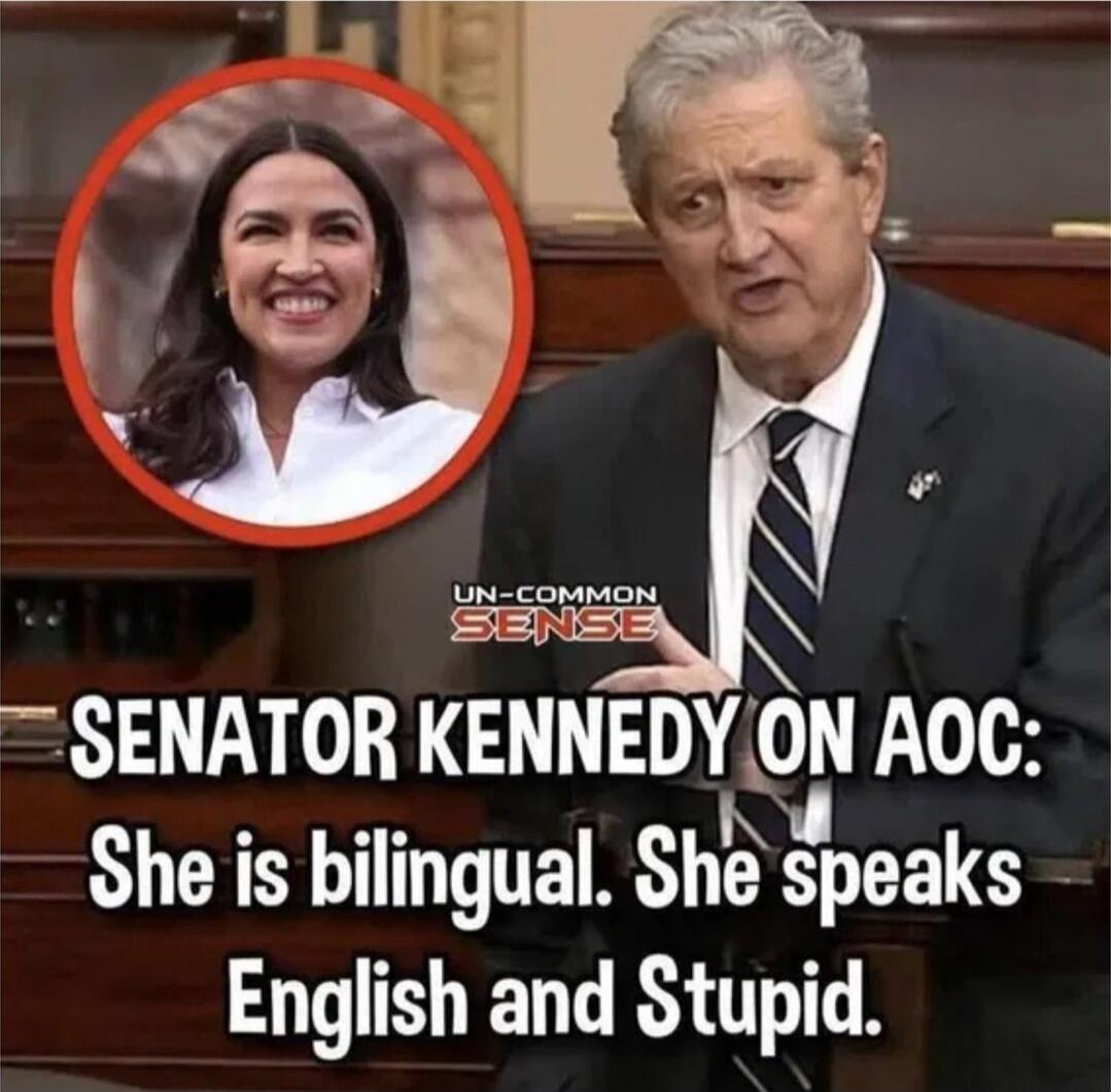 SENATOR KENNEDY ON AOC: She is bilingual. She speaks English and Stupid.