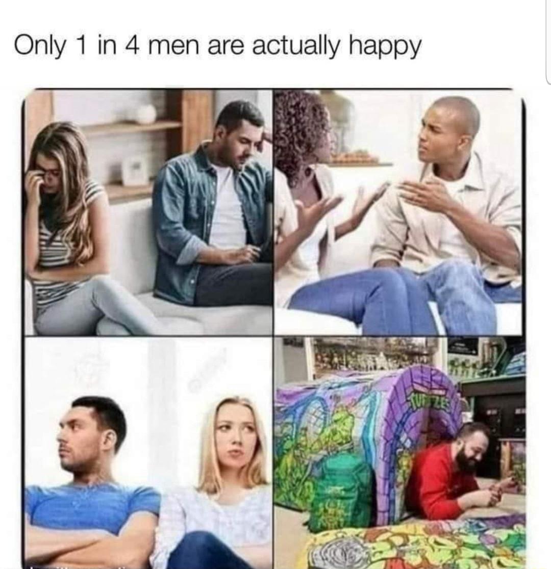 Only 1 in 4 men are actually happy