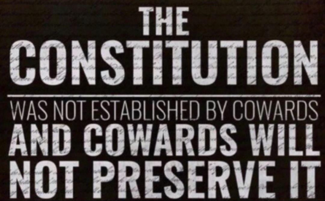 THE CONSTITUTION WAS NOT ESTABLISHED BY COWARDS AND COWARDS WILL NOT PRESERVE IT