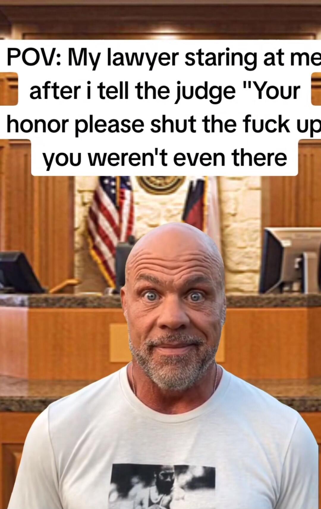 POV My lawyer staring at me 1 after i tell the judge Your honor please shut the fuck ug
