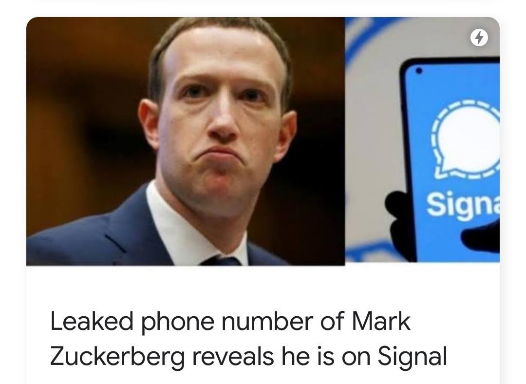 Leaked phone number of Mark Zuckerberg reveals he is on Signal