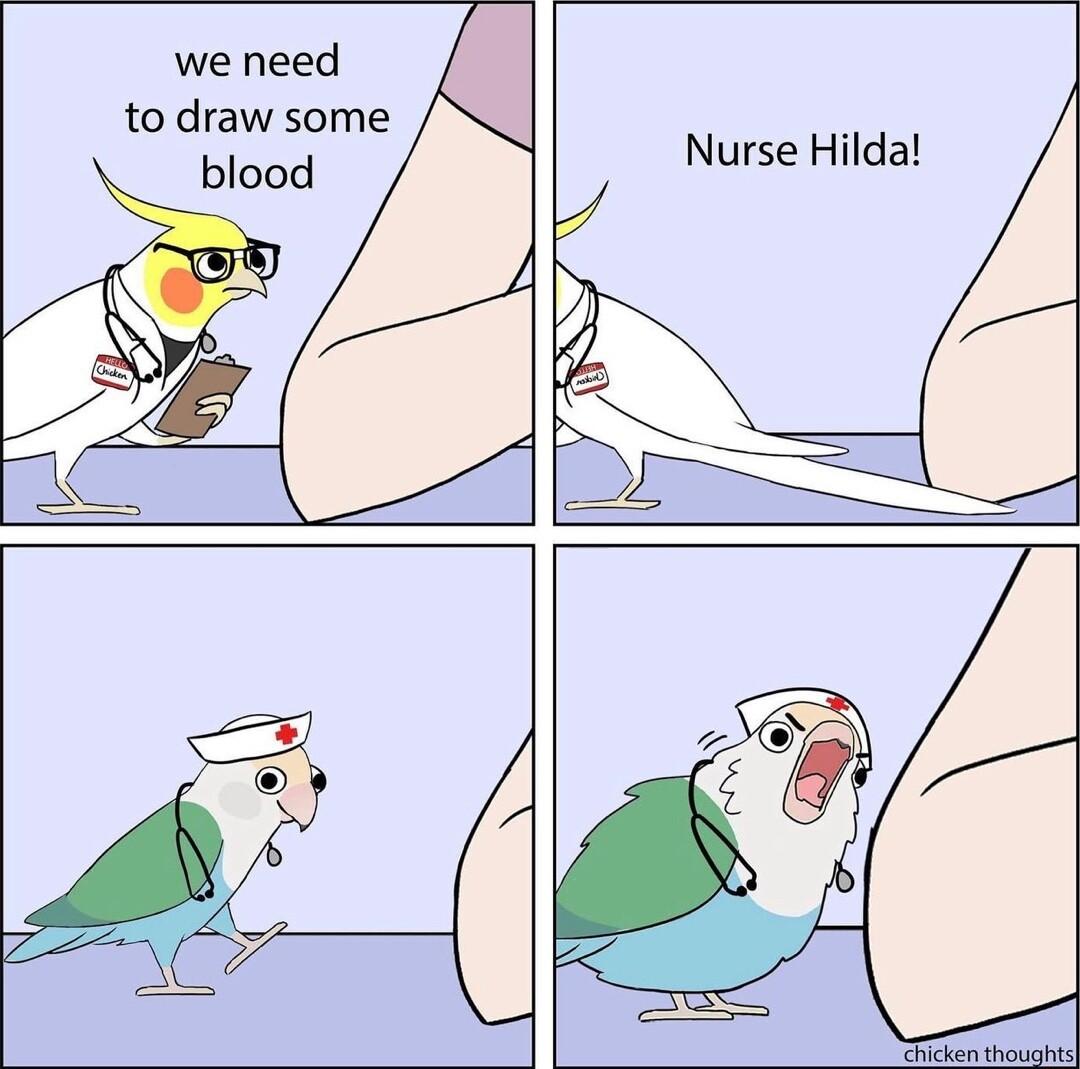 we need to draw some blood Nurse Hilda