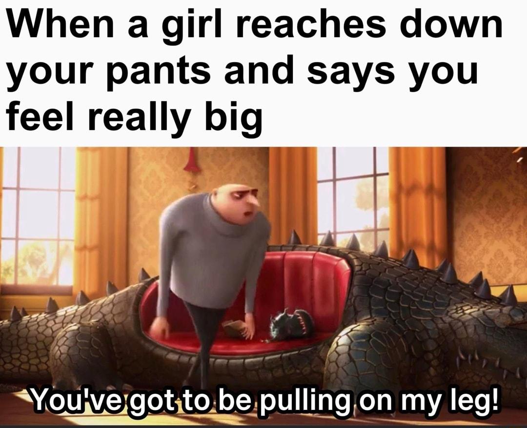 When a girl reaches down your pants and says you feel really big e I WA 4 l 5 75 z 2 4 wog Youjvegotitobe pullingon my leg e