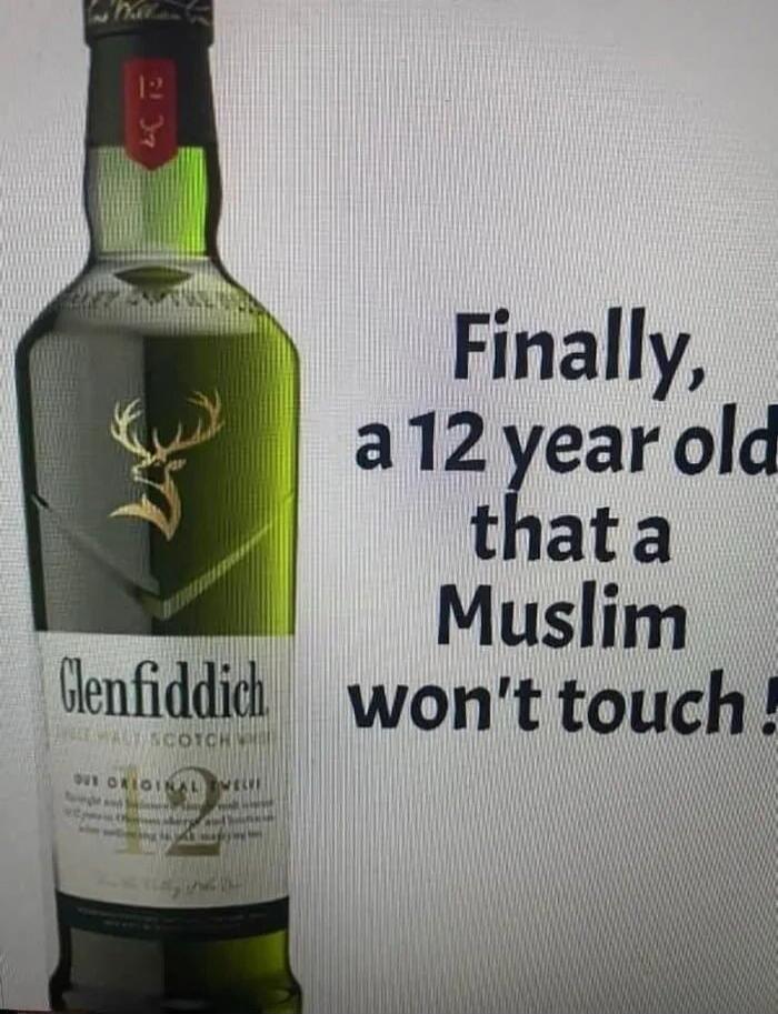 Glenfiddich Single Malt Scotch Whisky Our Original Twelve Finally, a 12 year old that a Muslim won't touch!