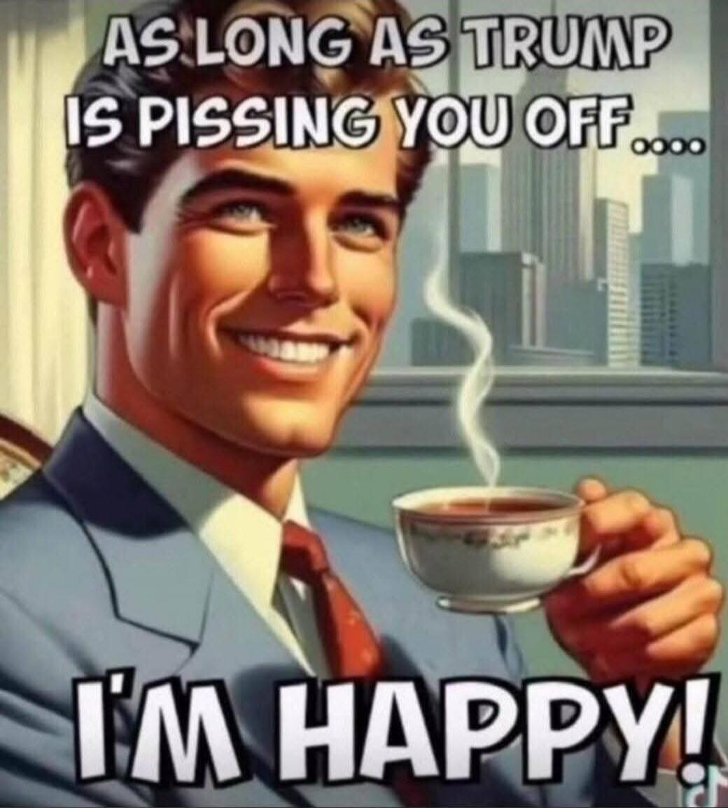 AS LONG AS TRUMP IS PISSING YOU OFF.... I'M HAPPY!