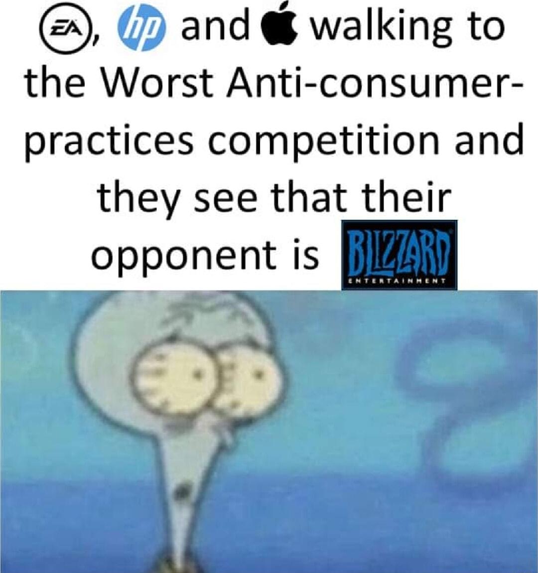 and walking to the Worst Anti consumer practices competition and they see that their opponent is