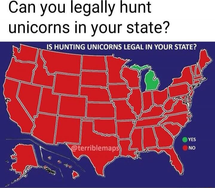 Can you legally hunt unicorns in your state? Is hunting unicorns legal in your state?