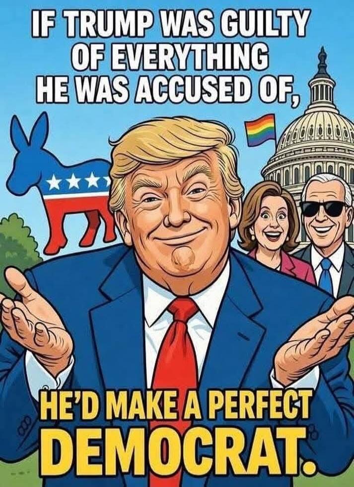 IF TRUMP WAS GUILTY OF EVERYTHING HE WAS ACCUSED OF, HE'D MAKE A PERFECT DEMOCRAT.