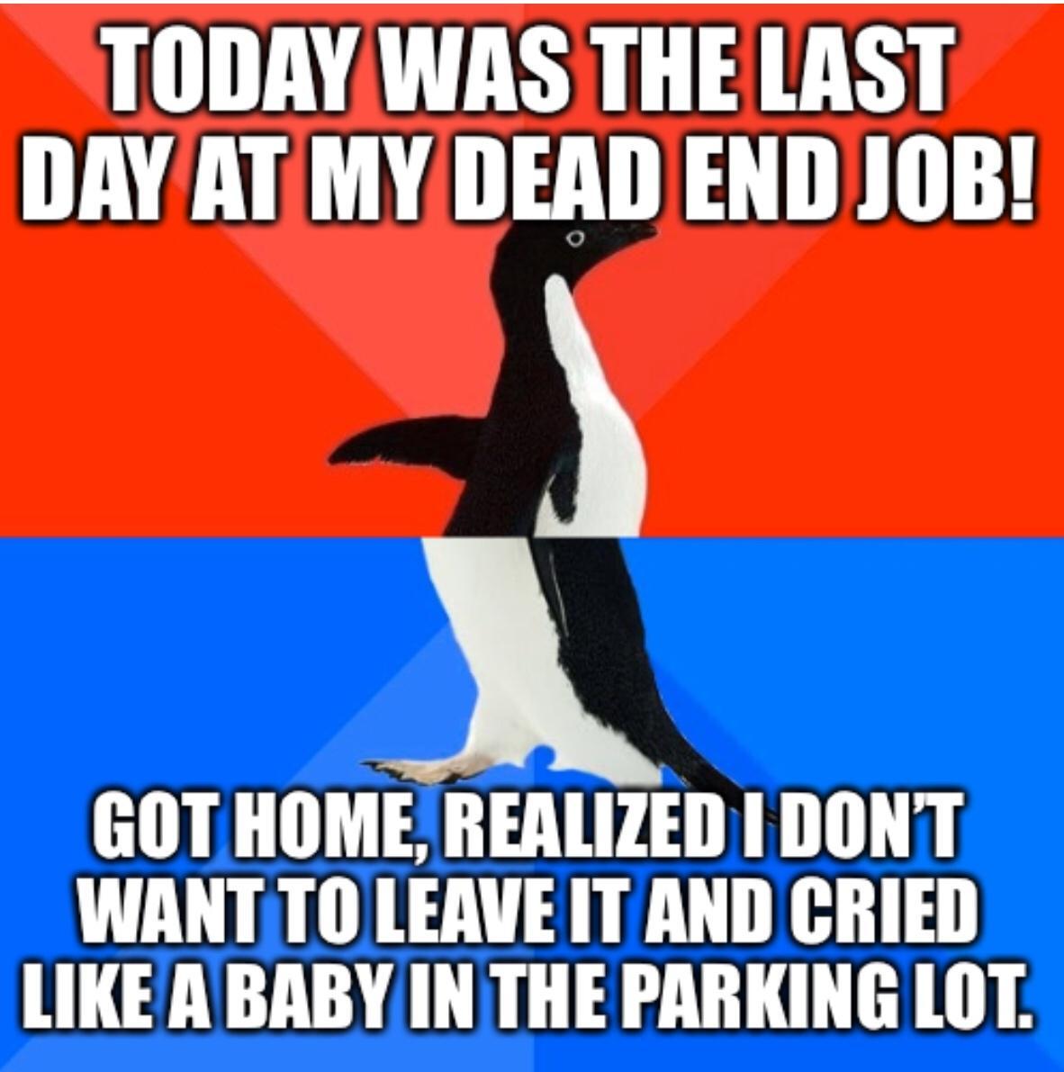 TODAYWAS THE LAST DAYATMYDEAD END JOB y GOT HOME REALIZED DONT WANTTO LEAVE IT AND GRIED LIKEABABY INTHE PARKING LOT