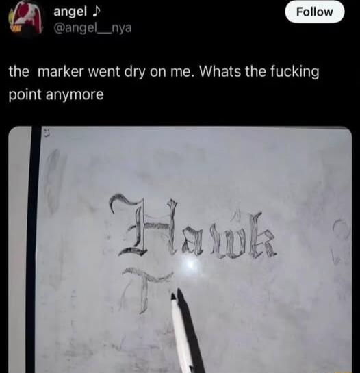 the marker went dry on me Whats the fucking point anymore