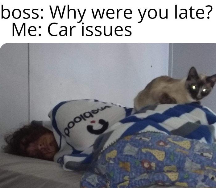 boss Why were you late Me Car issues