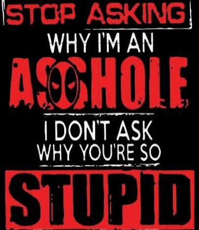 STOP ASKING WHY I'M AN ASSHOLE I DON'T ASK WHY YOU'RE SO STUPID