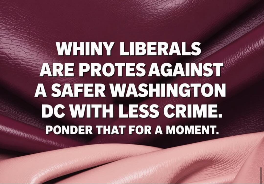 WHINY LIBERALS ARE PROTES AGAINST A SAFER WASHINGTON DC WITH LESS CRIME. PONDER THAT FOR A MOMENT.