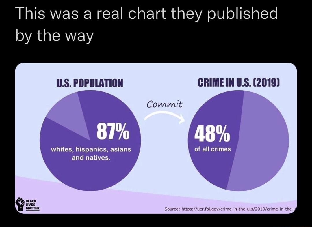 This was a real chart they published ALY US POPULATION CRIME IN US 2019 Commit 81 48 white hispanicsasians of allcrimos and natves