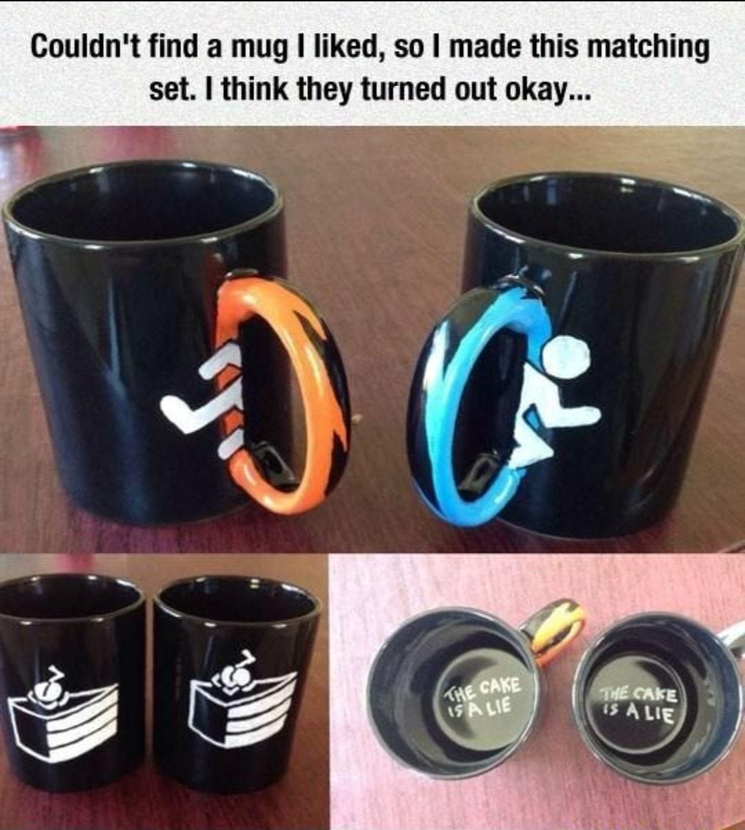 Couldnt find a mug liked so made this matching set think they turned out okay