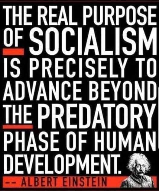 THE REAL PURPOSE OF SOCIALISM IS PRECISELY T0 ADVANCE BEYOND THE PREDATORY PHASE OF HUMAN DEVELOPMENT