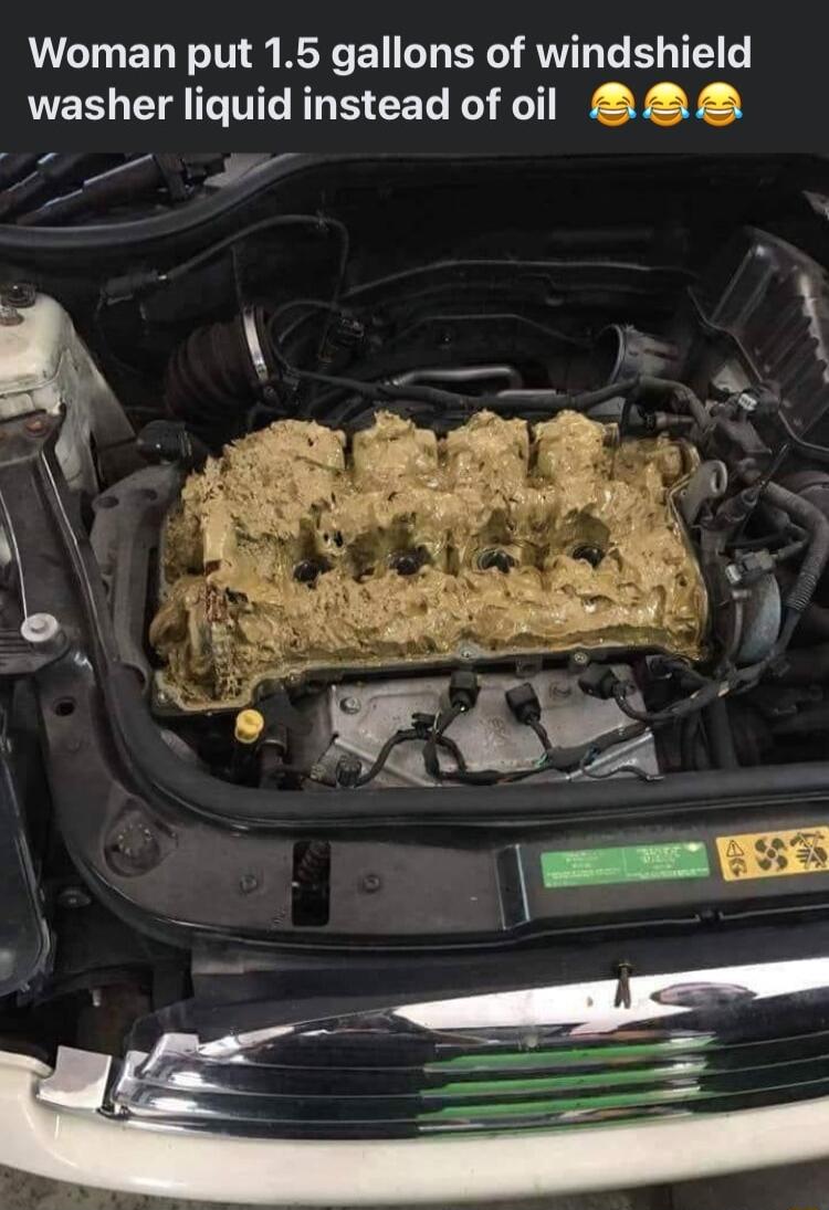 Woman put 15 gallons of windshield washer liquid instead of oil 228
