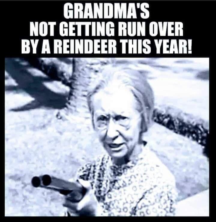 GRANDMA'S NOT GETTING RUN OVER BY A REINDEER THIS YEAR!
