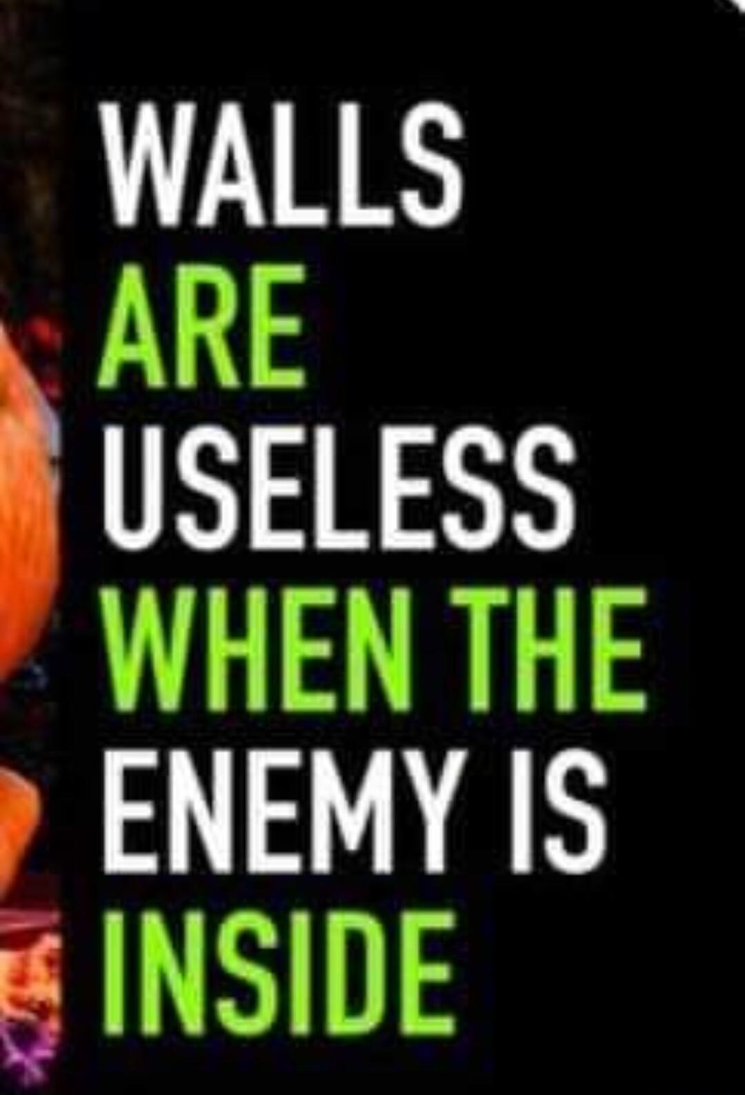 WALLS ARE USELESS TE ENEMY IS INSIDE