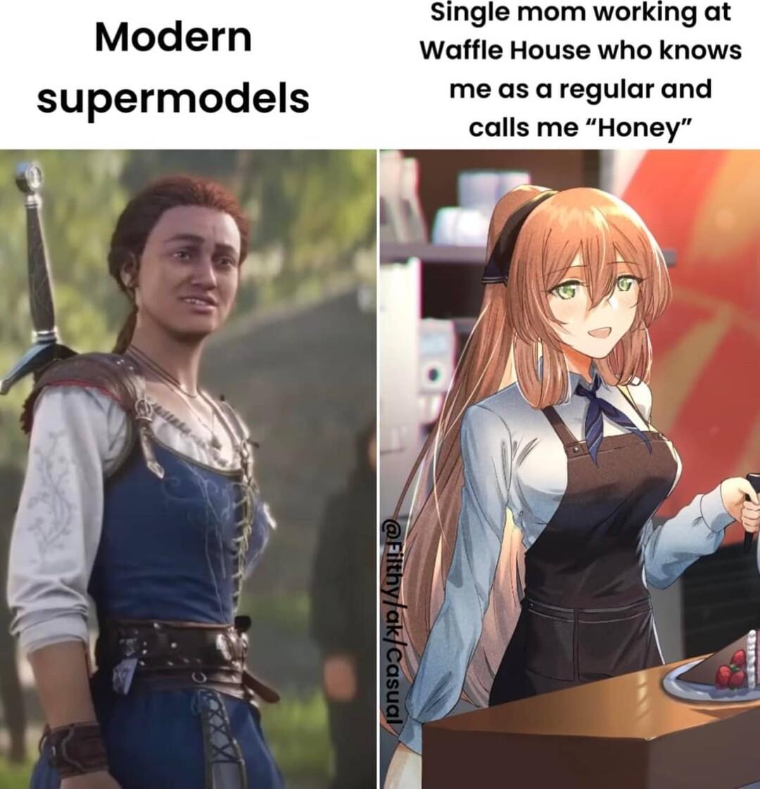 Single mom working at Modern Waffle House who knows supermodels me as aregular and calls me Honey