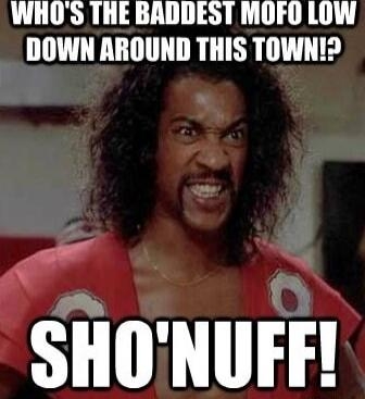 WHO'S THE BADDEST MOFO LOW DOWN AROUND THIS TOWN?! SHO'NUFF!