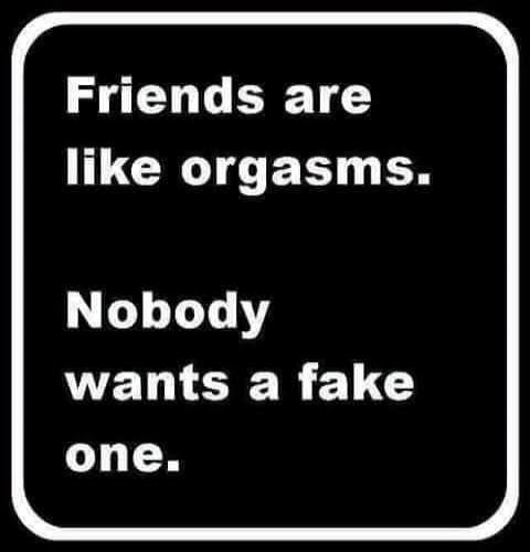 Friends are like orgasms. Nobody wants a fake one.