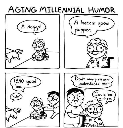 AGING MILLEANIAL HUMOR A heccin good PJPPQC